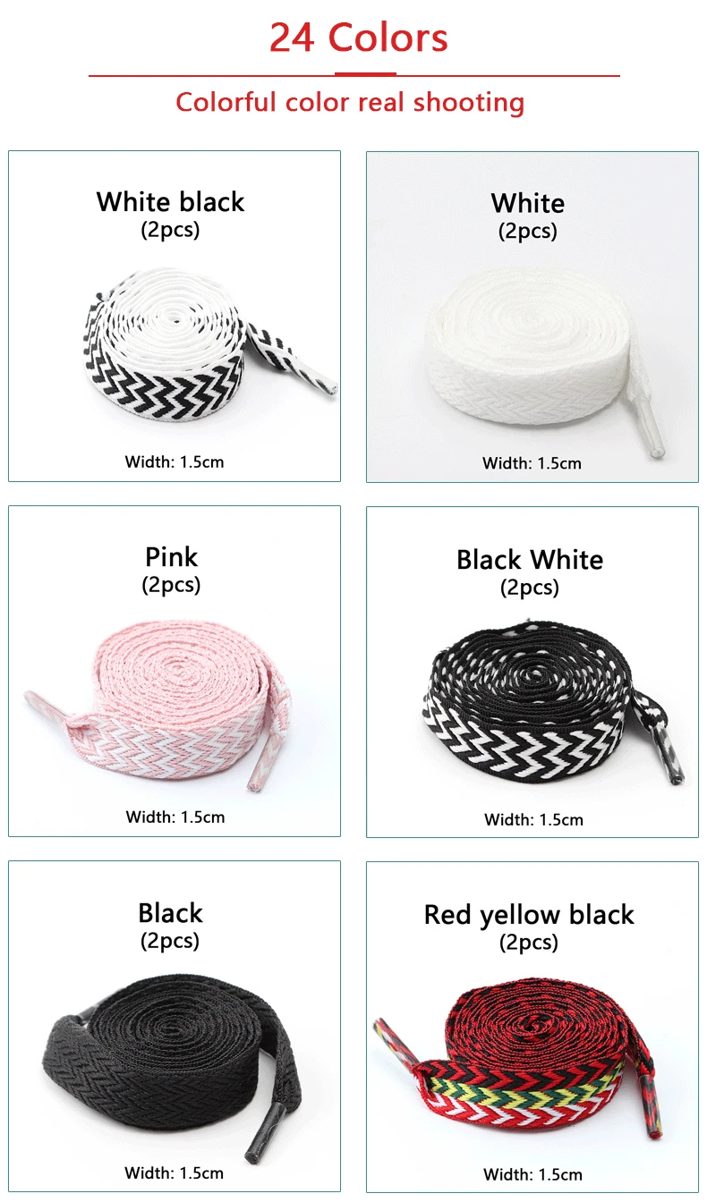 1 Pair Wavy Bread Style Flat Shoelaces Trend Decorative Laces for Sneakers 1.5/2/3 Cm Width Shoe Accessories