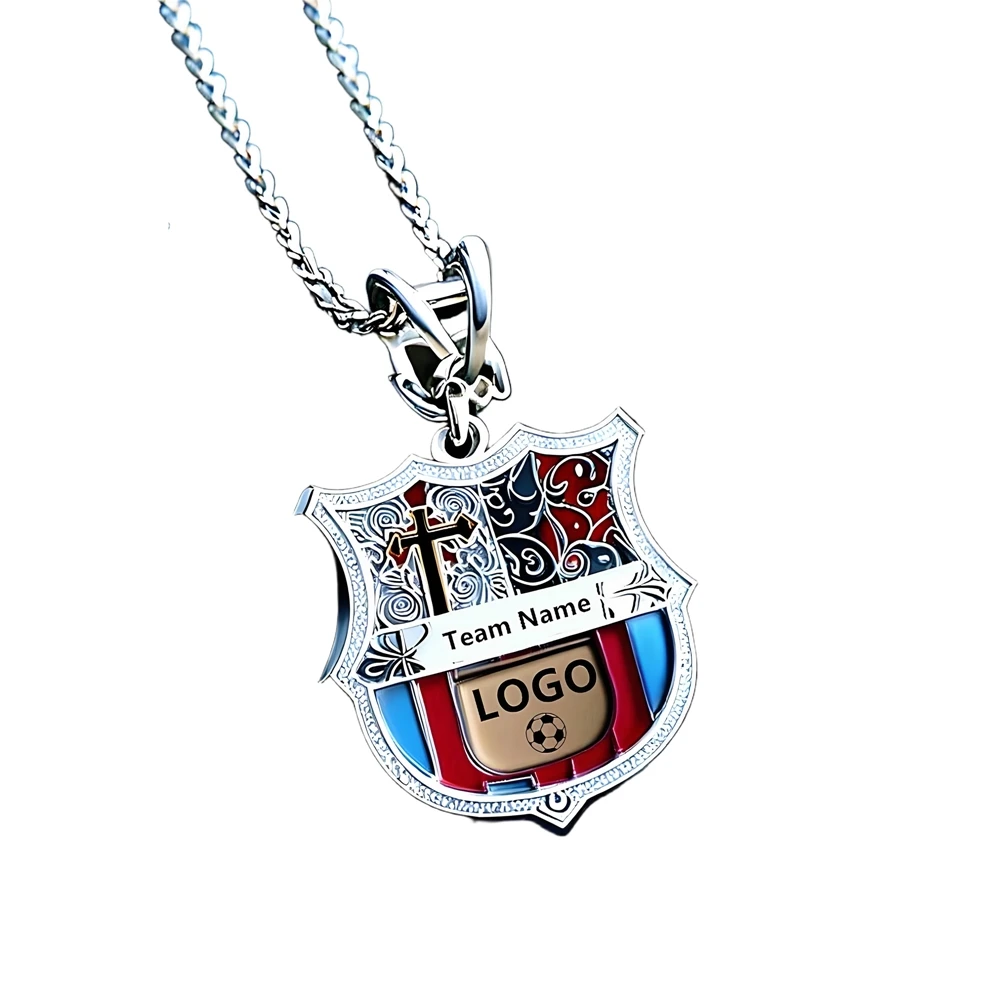 48 mejores palos reales, logotipo de equipos de fútbol, collar, insignia de Metal de fútbol, pintura para hornear de colores de Madrid, colgante, cadena de decoración de ropa