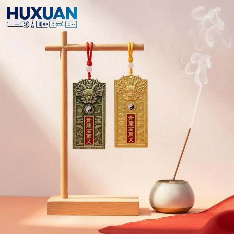 Ouyue Qinglong Carved Dragon Decor Set Metal Chinese Retro Style Ornament for Home Study Room Shelf Decoration