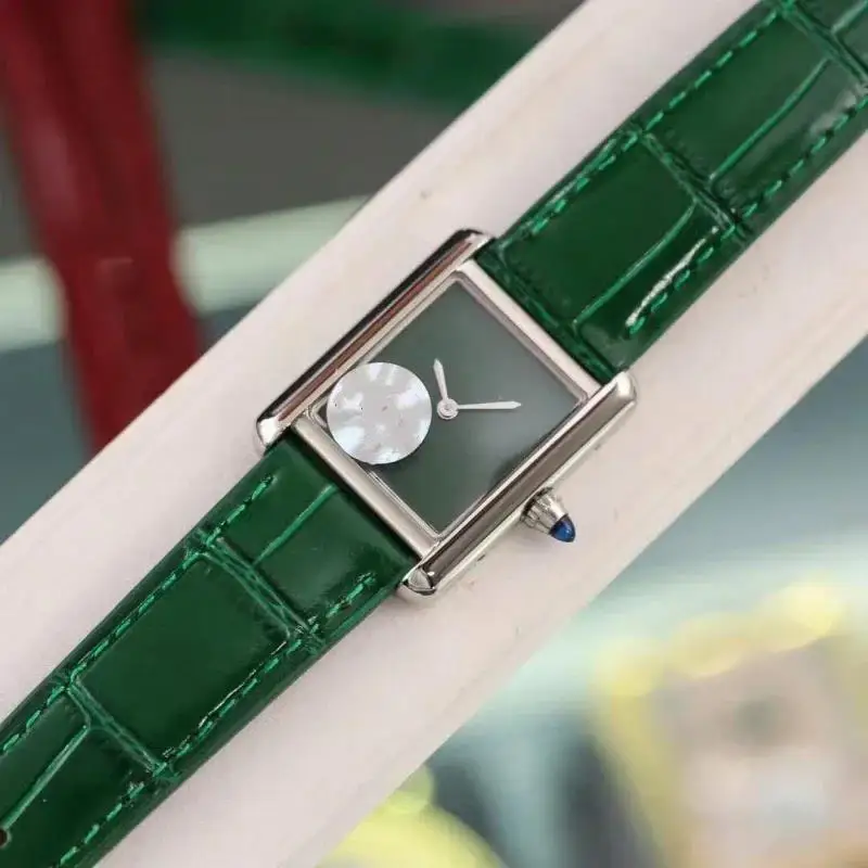 Reloj de lujo con movimiento de cuarzo para mujer, correa de cuero de acero inoxidable 904L, dorado, plateado, azul y verde