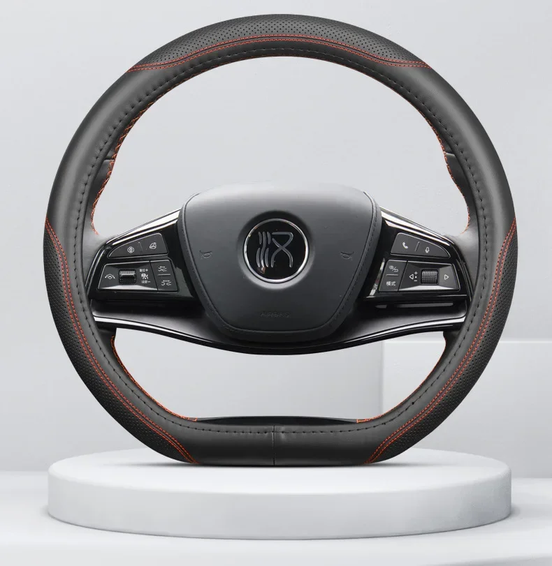 

Leather Steering Wheel Cover for BYD Qin L 2024/DMI - Anti-Slip Universal Fit (35cm-38cm) Interior Accessories