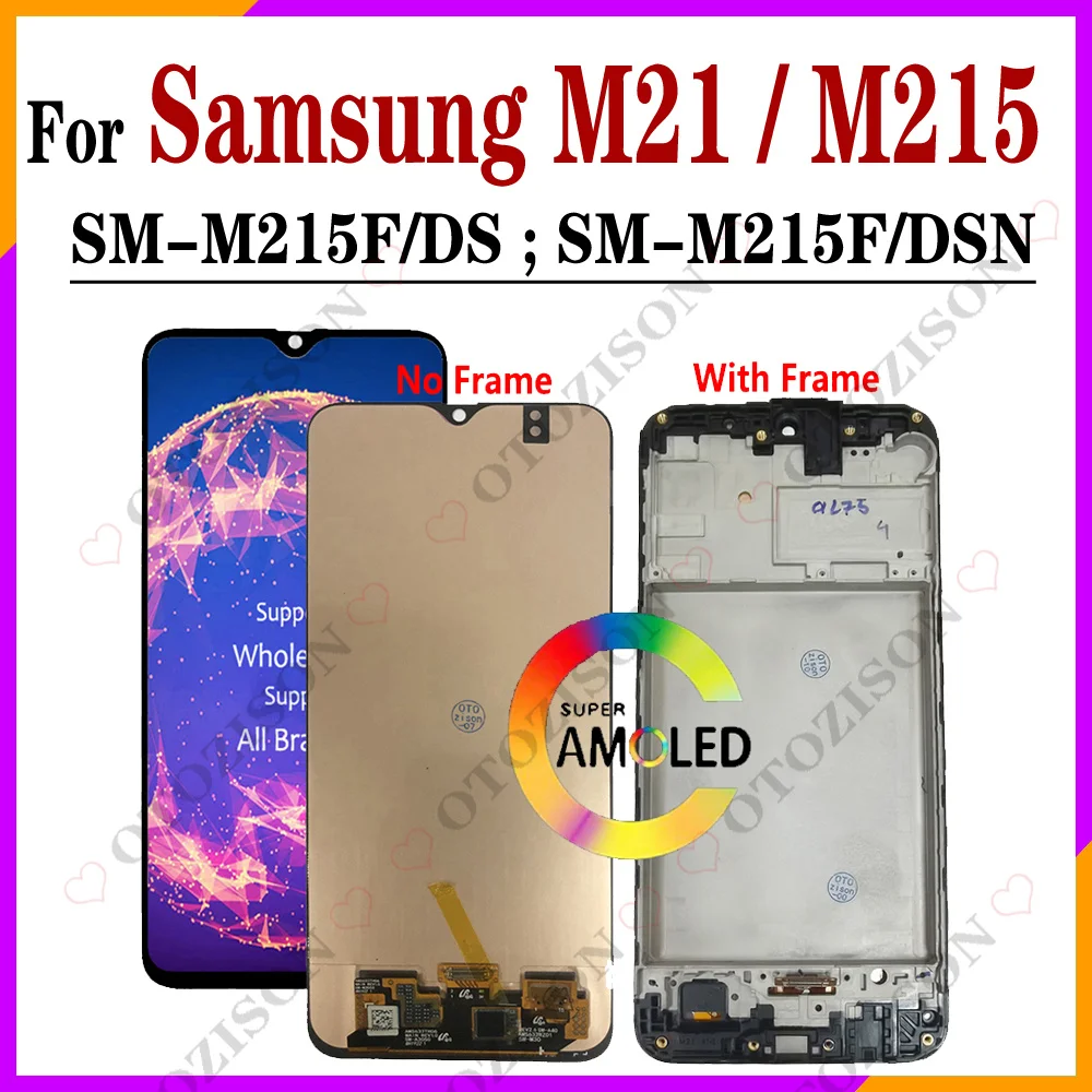 For Samsung For Galaxy M21 LCD With Frame 2020 M215 Display SM-M215F/DS LCD Screen Touch Sensor Digitizer Assembly Replacement