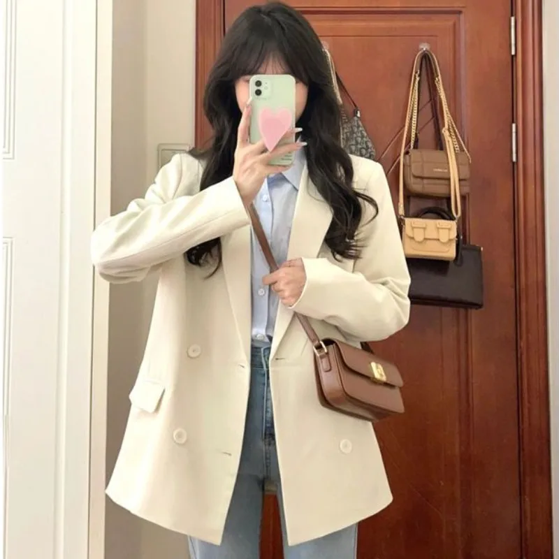 

2024 New Spring Autumn Blazer Women Korean Versatile Casual Academy Style Outwear Slimming Jacket Niche Commuting Suit Coat