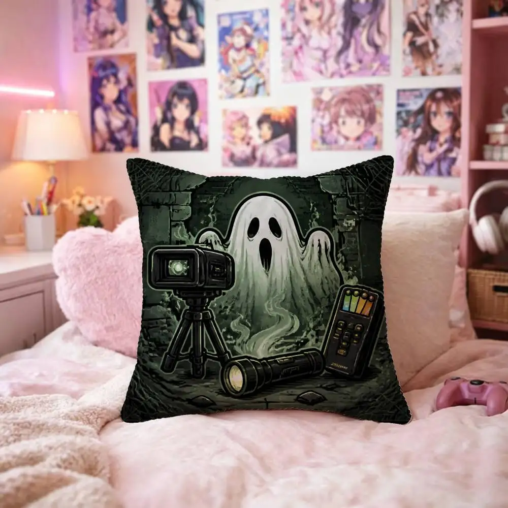 Ghost Hunt Pillow Case Fashion Square Pillowcase Bedroom Sofa Room Ins Decoration Leisure