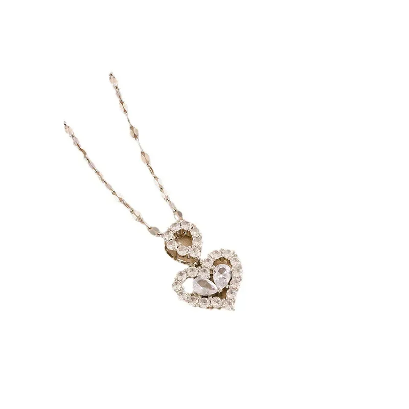 Concentric knot zircon pendant necklace female titanium steel diamond-encrusted collarbone chain