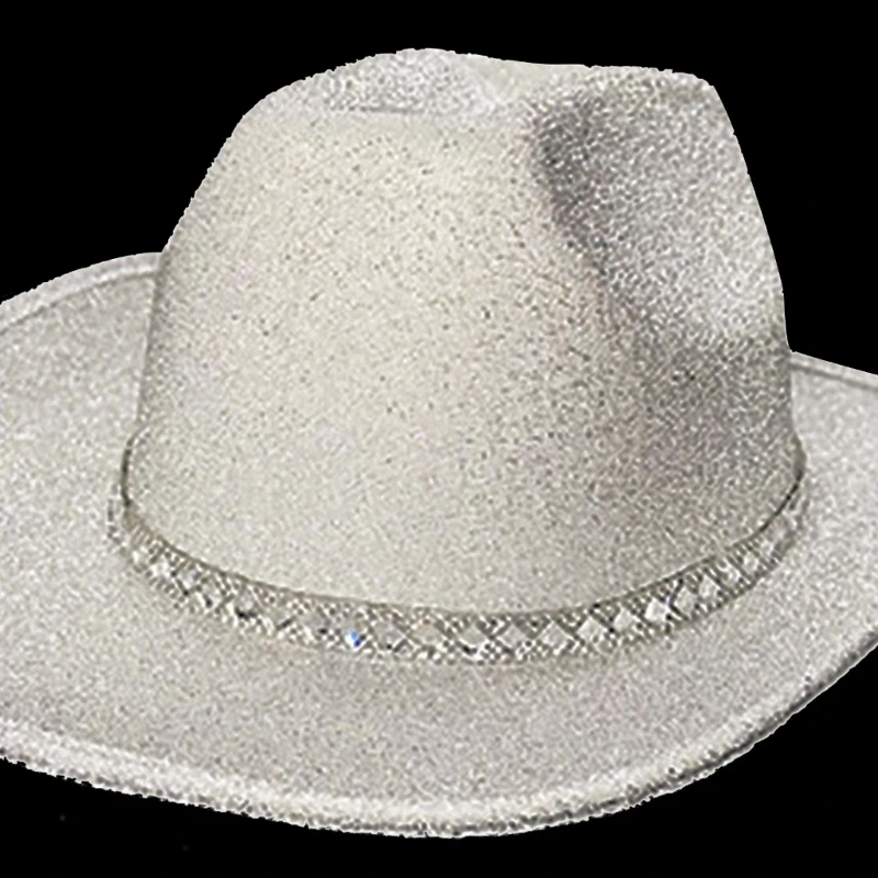 Shinning Decor Cowboy Hat with Roll Sequins Brim Western Hat