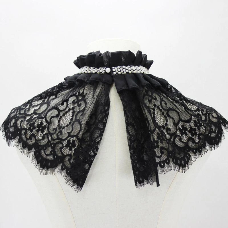 652f-女性中空アウト刺繍花柄レースウェディングショールボレロフリルプリーツ-hi