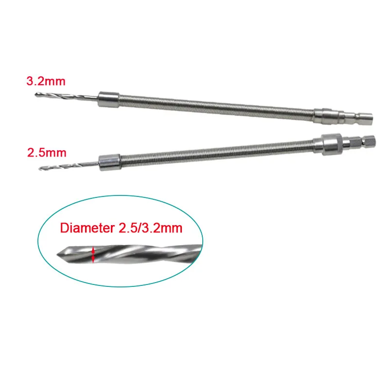 GREATLH Stainless Steel 2.5/3.2mm Soft Drill Flexible Drill Bit Medical Orthopedic Surgery Instrument pet