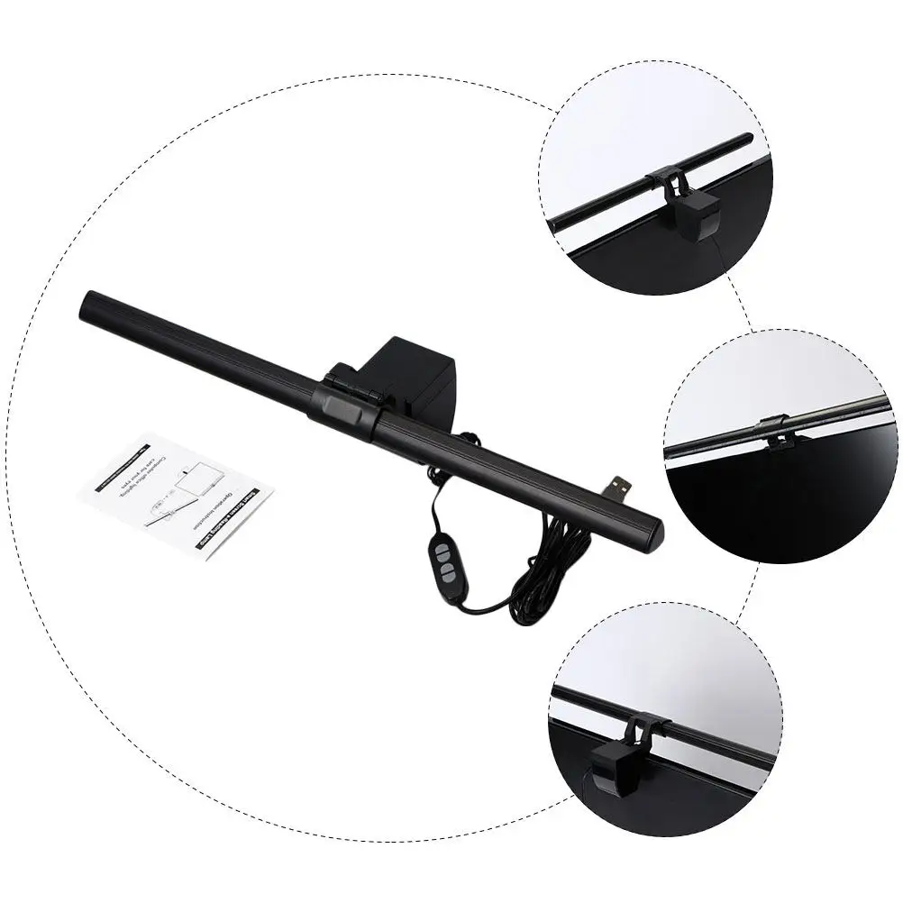 Adjustable 40cm LED Monitor Light with 3 USB Ports, Eye Protection Reading Lamp for Computer Desk
