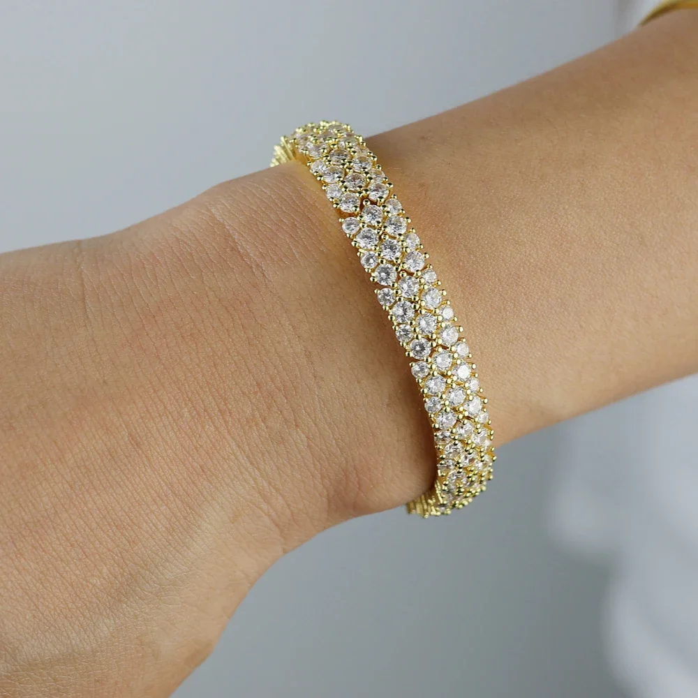 موضة جديدة لامعة كاملة الزركون الفاخرة مطاطا سوار قابل للتعديل لهدايا مجوهرات الحفلات النسائية #4