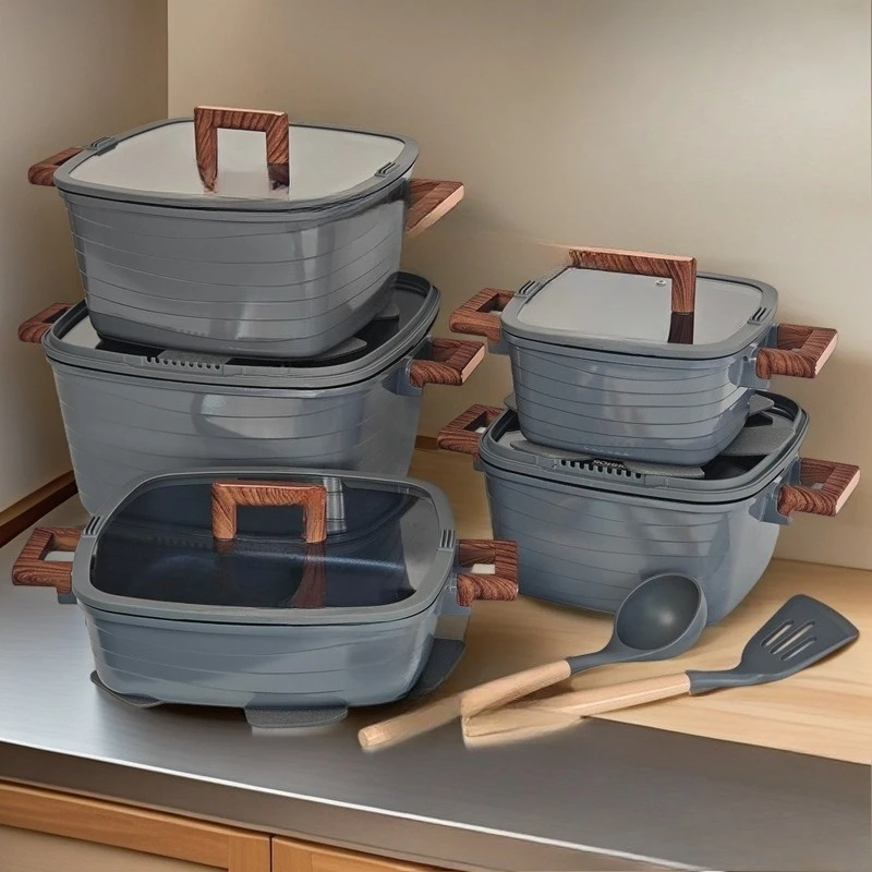 

Set of 15-piece bottom covering non-stick electromagnetic heat conduction