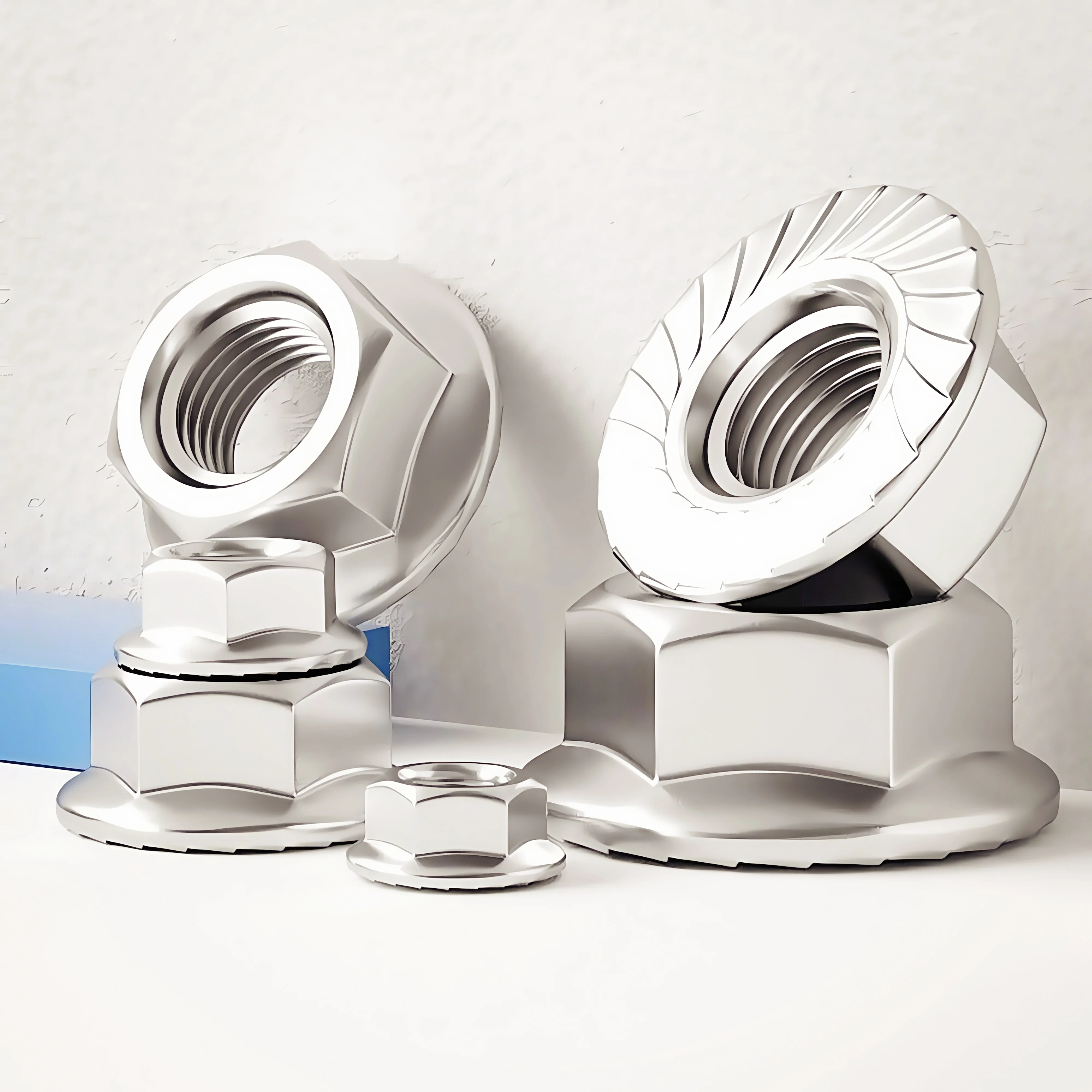 Hexagon Flange Nut M3 M4 M5 M6 M8 M10 M12 M14 M16 M20 Serrated Spinlock Flange Nuts 304 Stainless Steel Lock Nut DIN6923