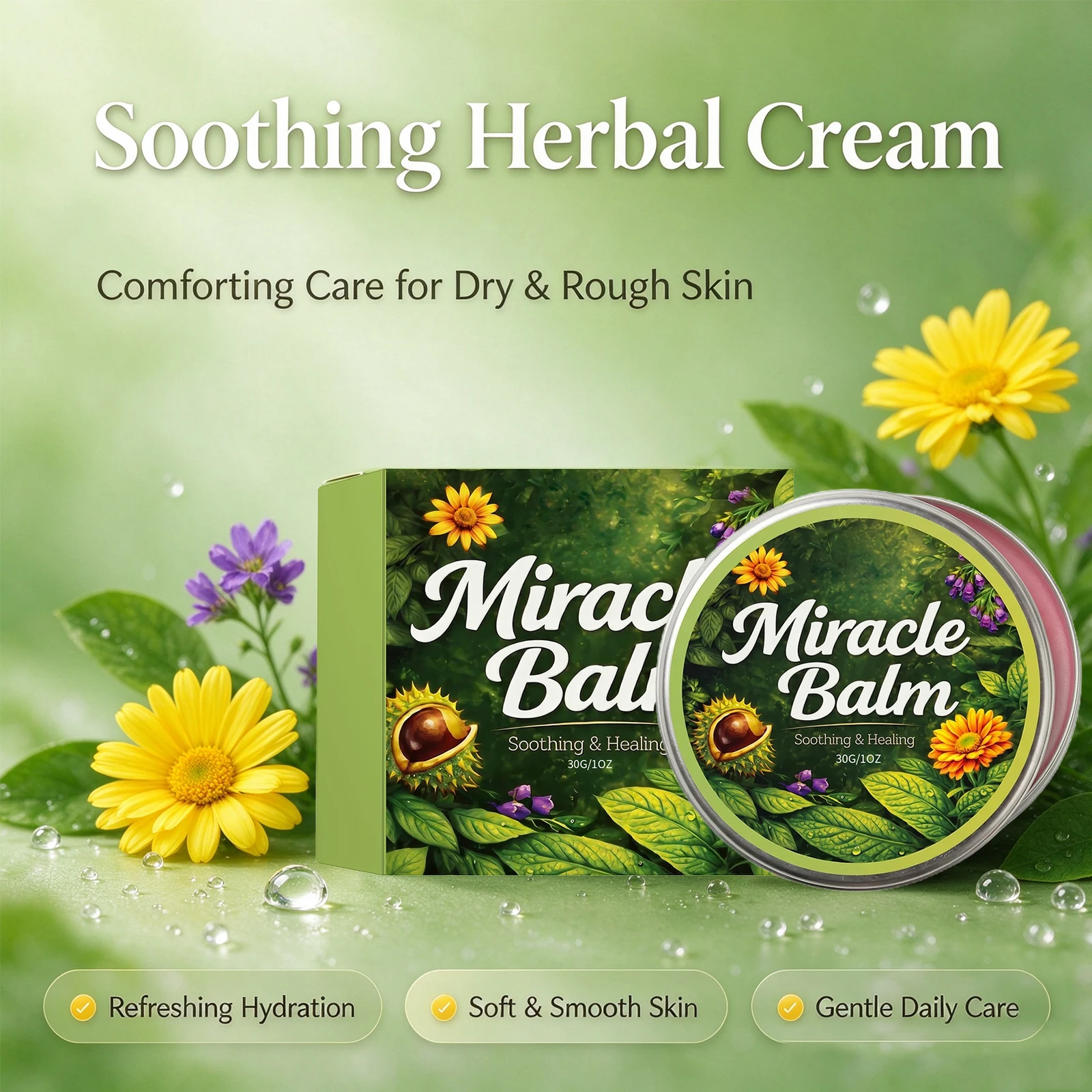 Miracle Balm for Dry Rough Legs and Full Body Natural Herbal Soothing Balm Moisturizing Relieve Skin Discomfort Body Care 30g