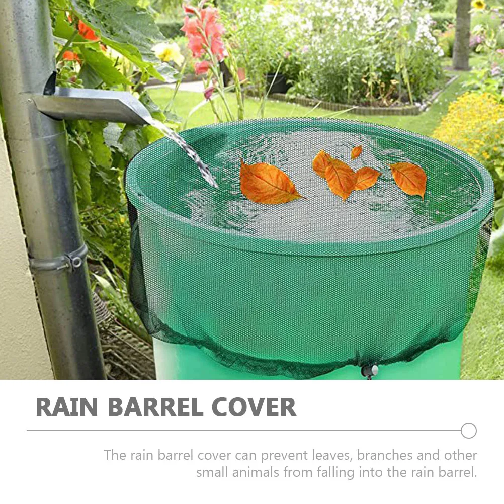 

3pcs Rain Barrel Net Black Garden Protective Mesh For Water Tank Outdoor Rainwater With Drawstring Reusable Screen Rain Bucket