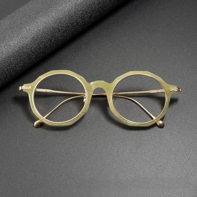 

Japanese Retro Men's Prescription Round Frames Acetate Titanium Glasses LO-108 Designer Handmade for Women's Blue Light Eyewear