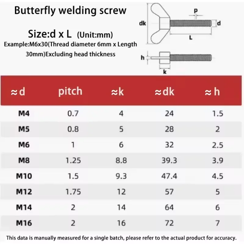 1pc Butterfly Screw M4 M5 M6 M8 M10 M12 M14 M16 304 Stainless Steel Wing Head Thumb Screws Butterfly Sheep Horn Bolt Adjust Bolt