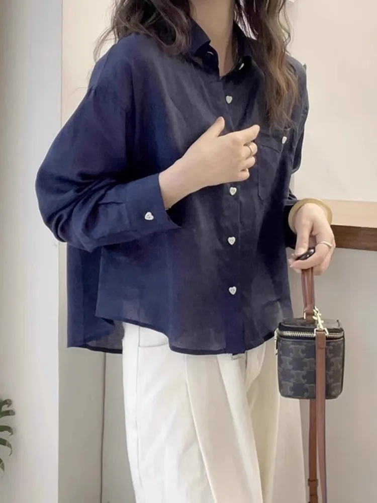 

Commute Anti-Aging Chiffon irt Women's Casual Sle Sunscreen Top Slimming Long Sve Button up Faionable Design