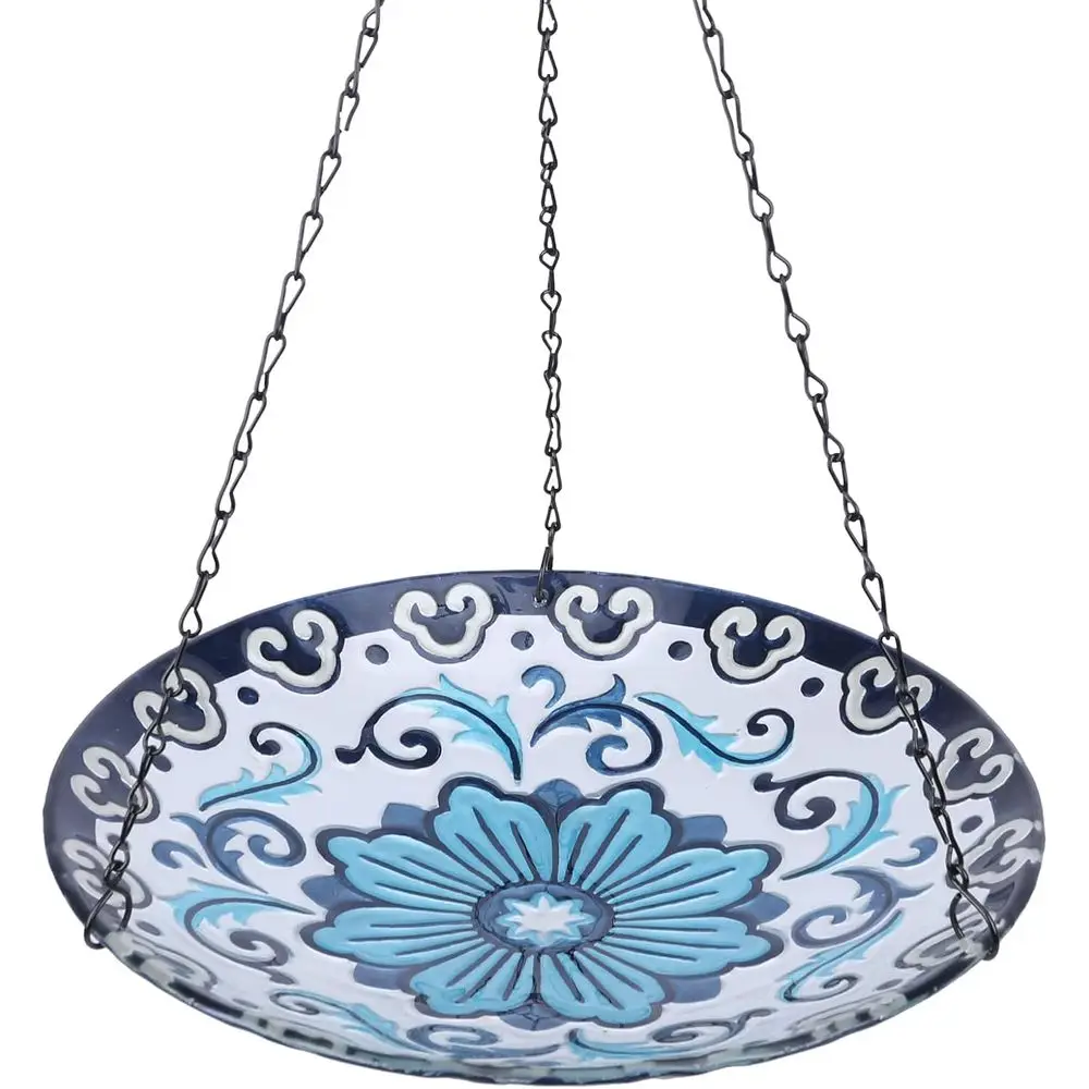 Hanging Bird Bath Outdoor Glass, 12 Inch Hanging Bird Bath or Outside, Lower Glass Bird Water Bowl Bird Feeder or Garden, Lawn a