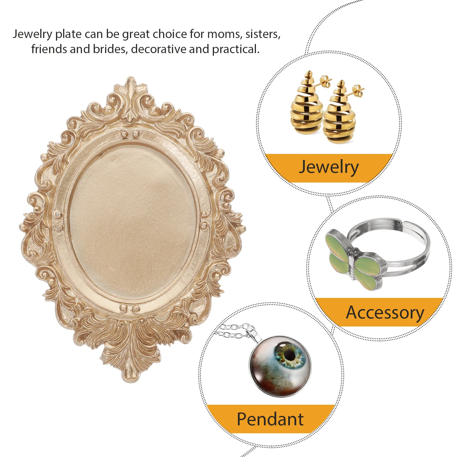 Exquisite Craftsmanship Jewelry Dish Tray Compact Size Key Tray Decorative Organizer for Bedroom Dresser Aesthetic