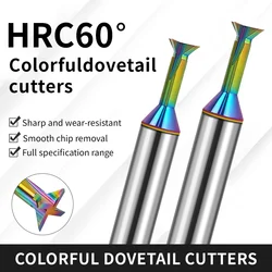 Augusttools HRC55 Colorful Dovetail Milling Cutter Carbide Endmill 30° 45° 60° End Mill Tungsten Steel Cnc Machining Tools