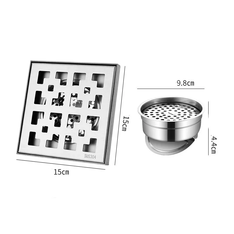 Shower Drain Toilet Hair Filter Floor Drain Bathroom Floor Square Drain 304 Stainless Steel Shower 10/12/15 CM Bathroom Accessor