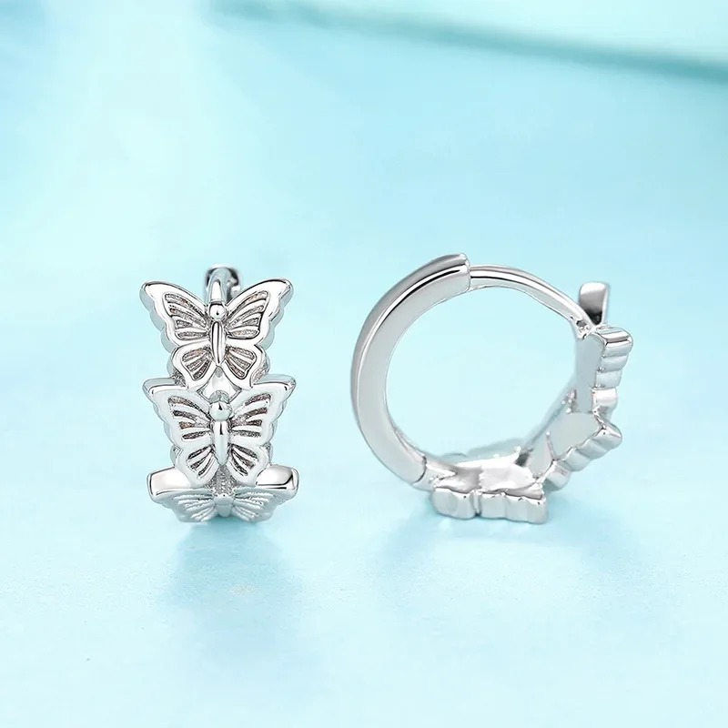High-quality Small Butterfly Stud Earrings for Women Party Elegent 925 Sterling Silver Fine Jewelry Wedding Gift