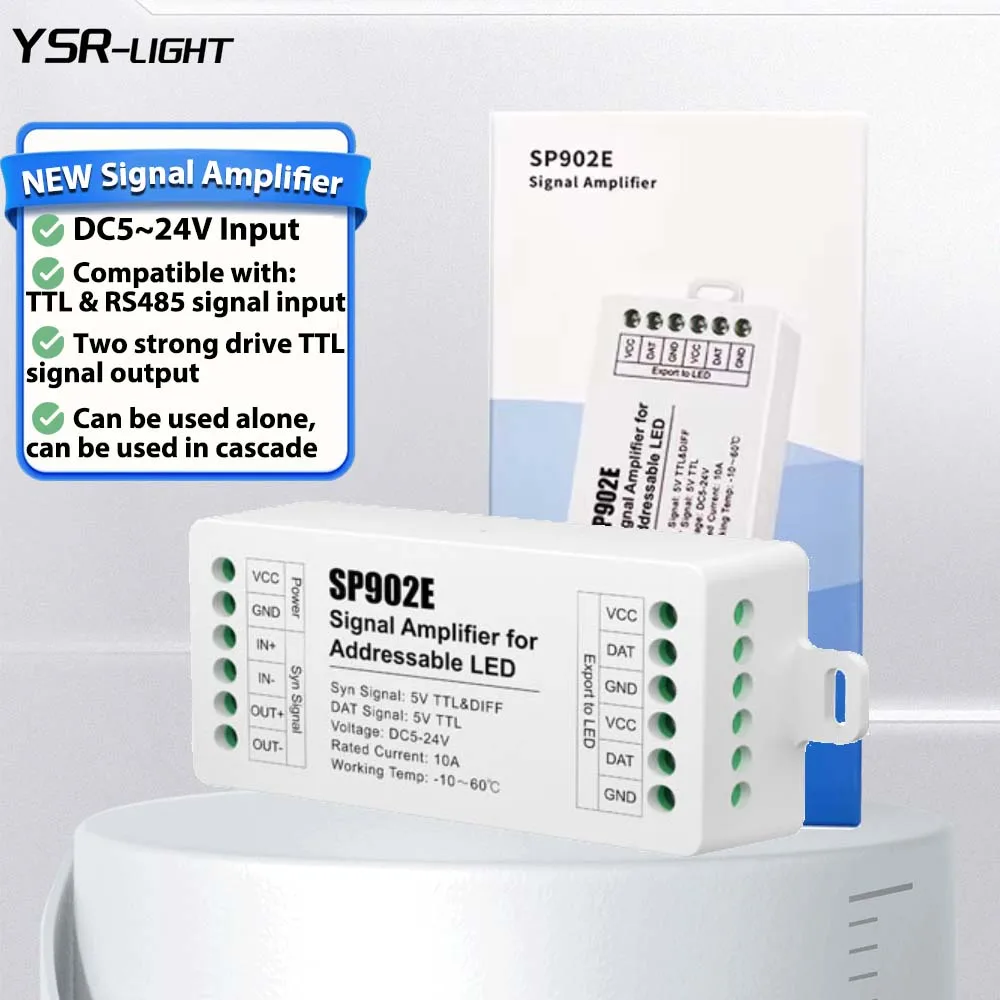 DC5V-24V SP902E Sync Signal Amplifier WS2811 WS2812B SM16703 Pixel Programmable Addressable IC Light Strip Repeater TTL Output