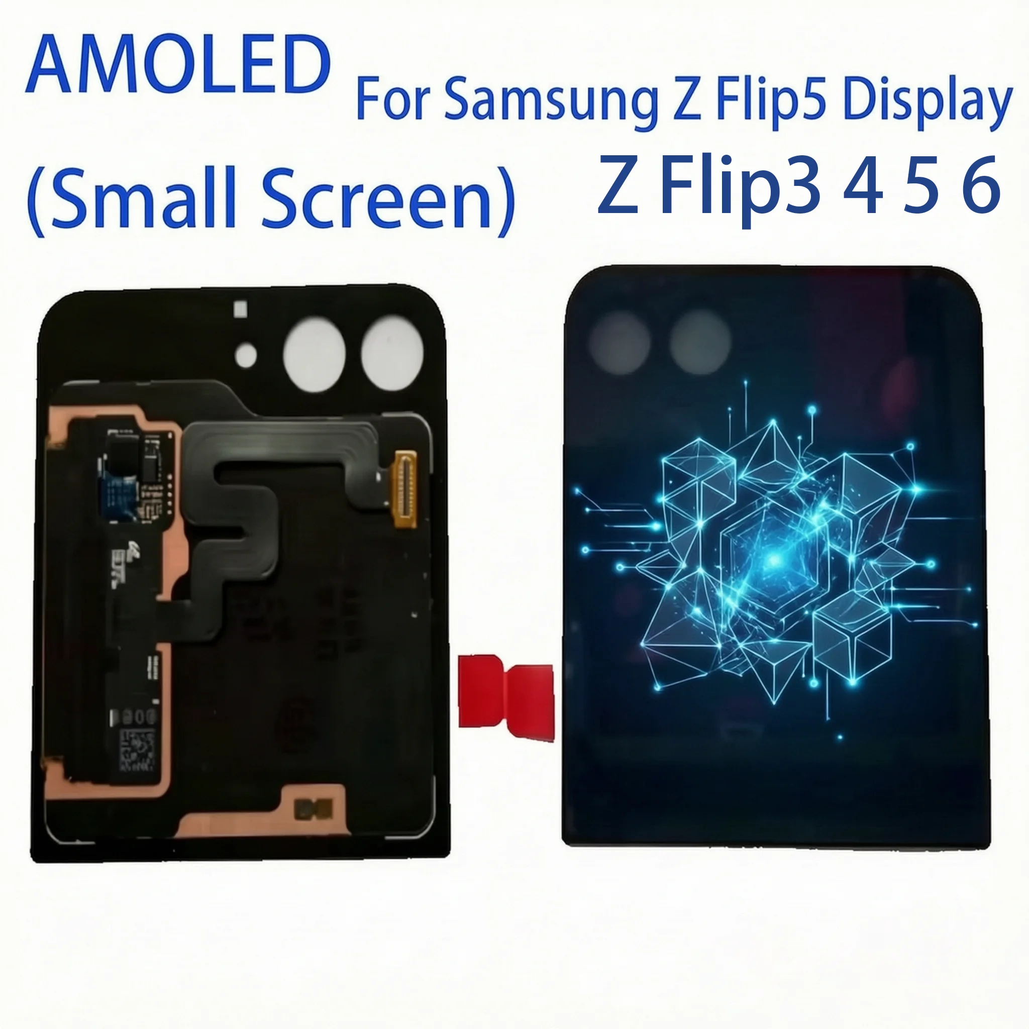 AMOLED External Screen For Samsung Z Flip6 Flip3 Flip4 Flip5 5G LCD Small Display Screen Assembly Replace For Z Flip 3 4 5 6