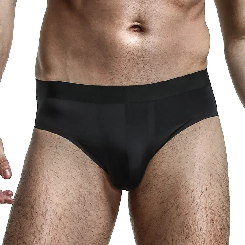 

5PCSMen's summer ice silk thin breathable triangular underpants with graphene antibacterial inner crotch U-convex sexy ice-like