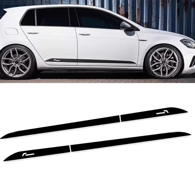 

Pair Matte Black Lower Skirt Sticker Waistline Stripe Decal Vinyl Overlay Racing Decoration Wrap Kit for VW ID.3 ID3