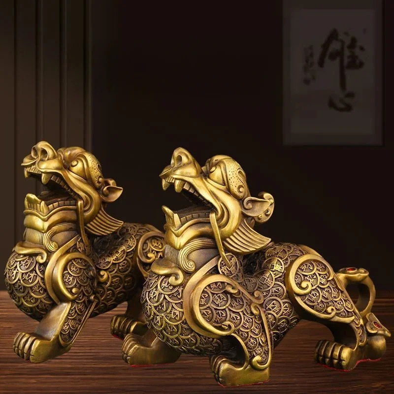 1 أزواج فنغ شوي النحاس الشجاعة الثروة الحلي متجر افتتاح غرفة المعيشة المنزلي ديكور الحرف #2