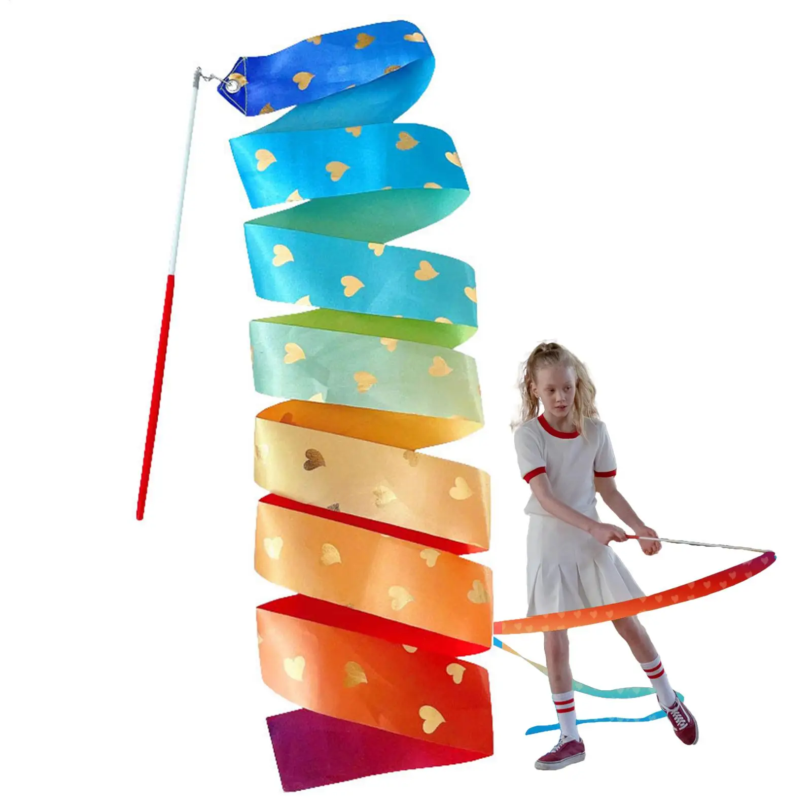 Dance Ribbons for Kids 6.56ft Long Silk Rainbow Streamer Dancing Ribbons for Kids Goodie Bags Stuffers Kids Gymnastics Band with