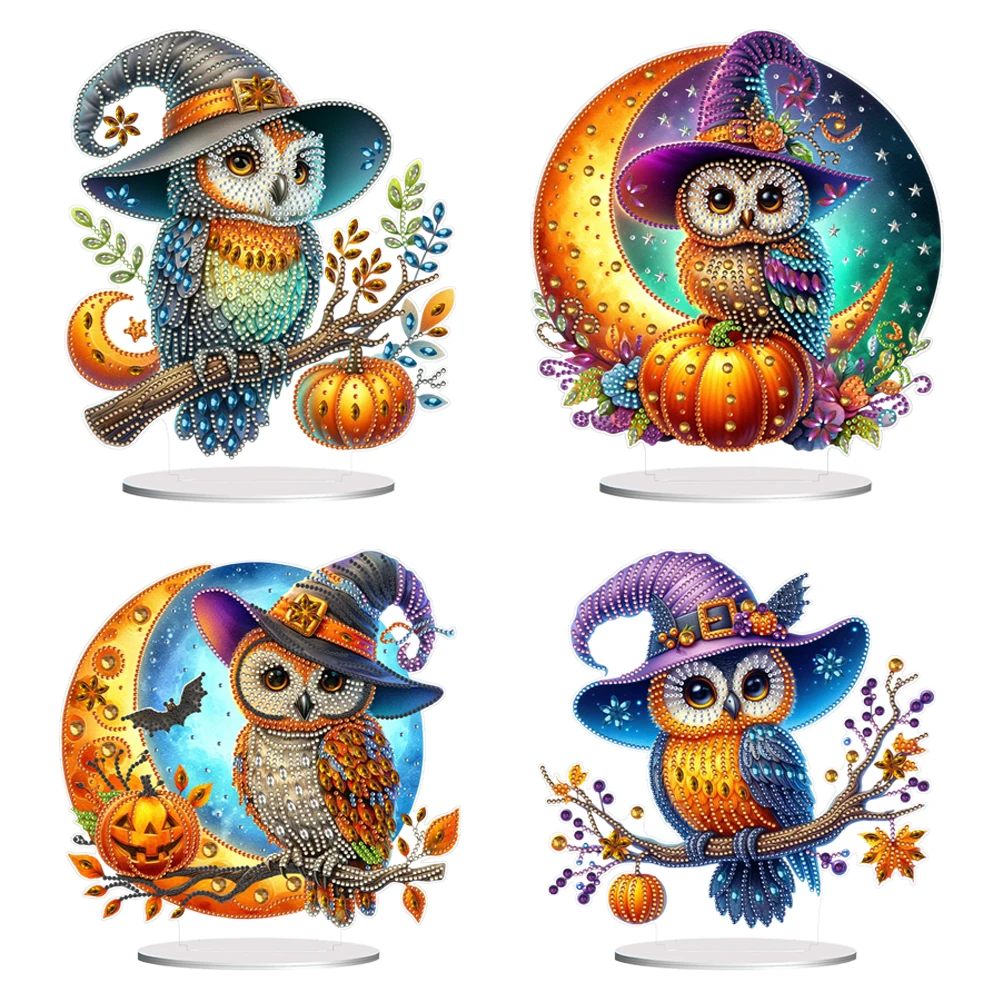 Special Shape Pumpkin Owl Diamond Painting Tabletop Ornaments Kit Desktop Diamond Art Kits Diamond Painting Desktop Decorations