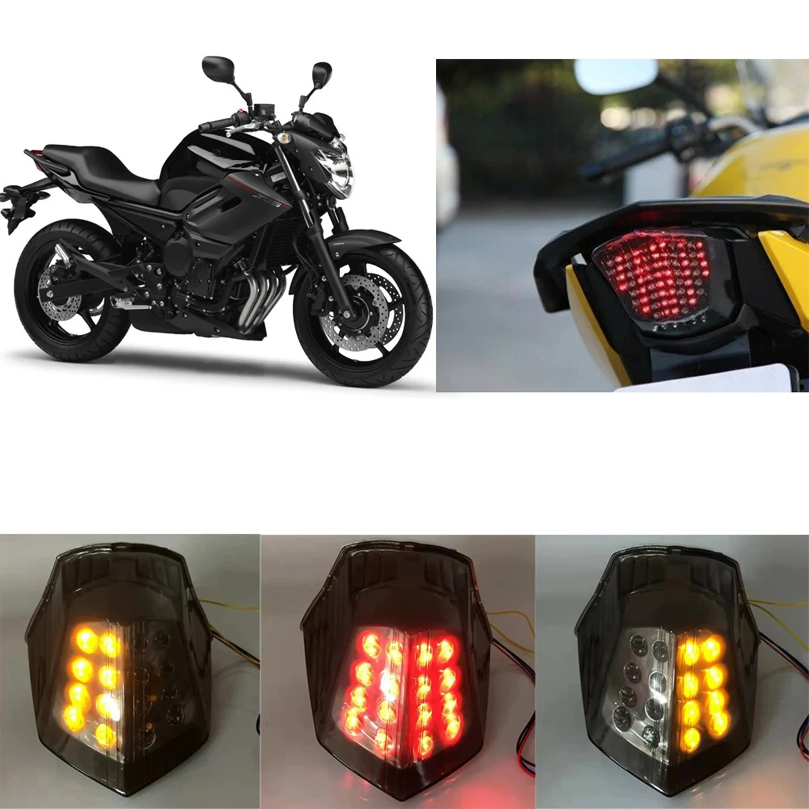 

Подходит для Yamaha FZ6R XJ6 Diversion 600 XJ-6 FZ-6R 2009-2014, задний фонарь мотоцикла, задний тормоз и указатель поворота, встроенный задний фонарь