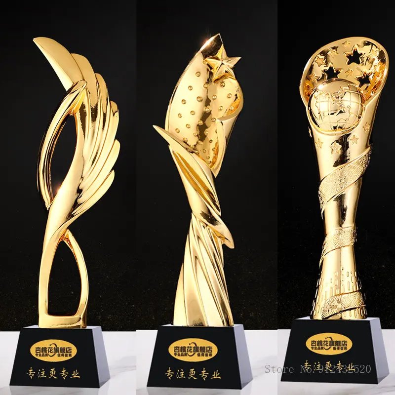 

Personalized Crystal Trophy, Electroplating Golden Resin, Creative Metal Trophy, Character, Souvenir, Gift Box