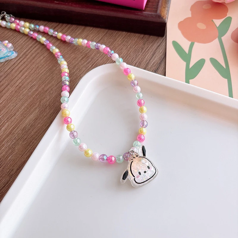 การ์ตูน Sanrio สร้อยคอ Kawaii เด็กน่ารักการ์ตูนเรซิ่น Kuromi Cinnamoroll Melody Pochacco Neckchain สาวของขวัญวันเกิด