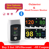 Bluetooh Digital Fingertip Pulse Oximeter & Blood Pressure Monitor 2 in 1 Household Fingertip Oximetro Dedo Pressure Meter OLED