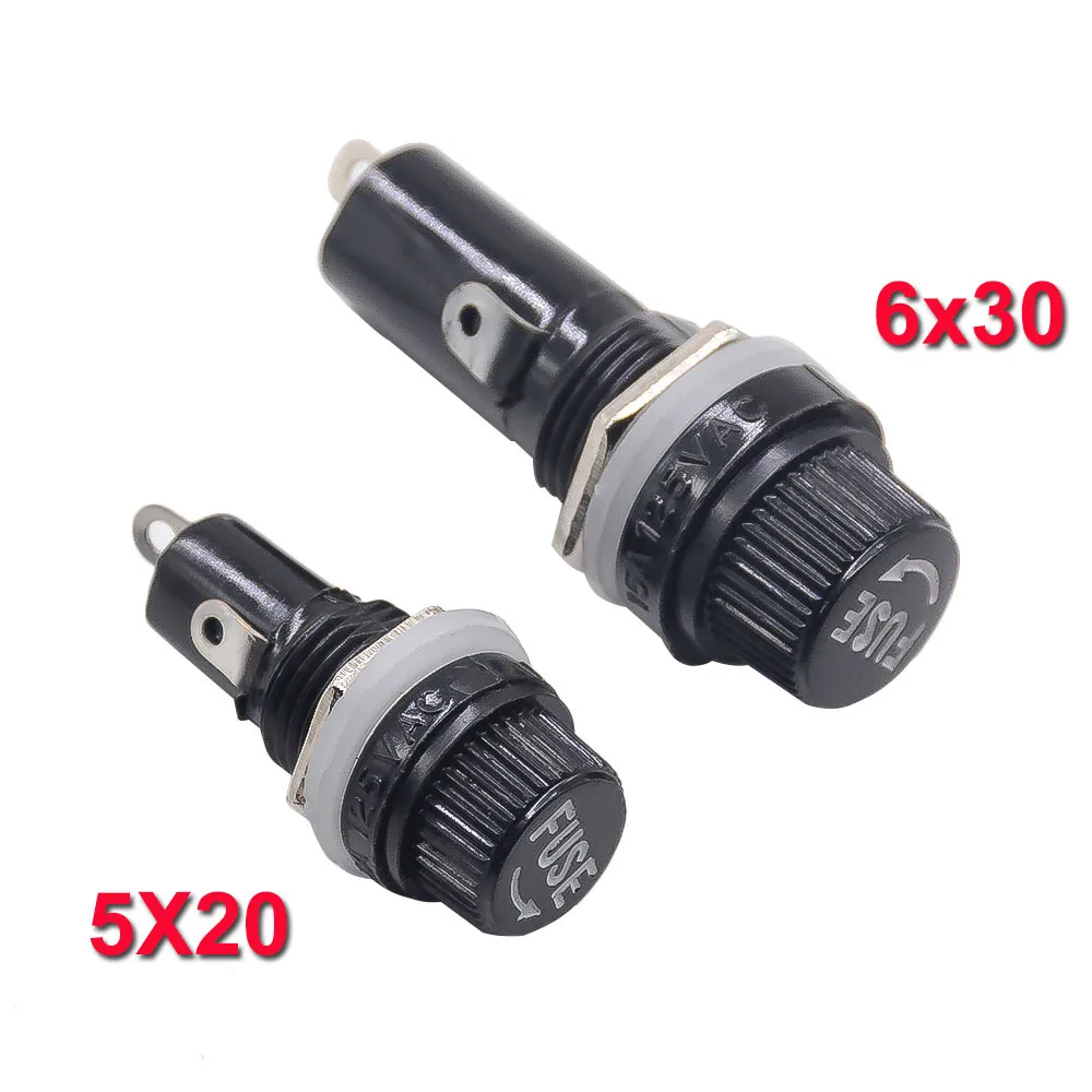 1 قطعة أصحاب الصمامات 5*20 مللي متر 6*30 مللي متر الأسود التأمين أنبوب المقبس فيوز حامل ل 5x20 مللي متر 6x30 مللي متر لوحة التأمين #2
