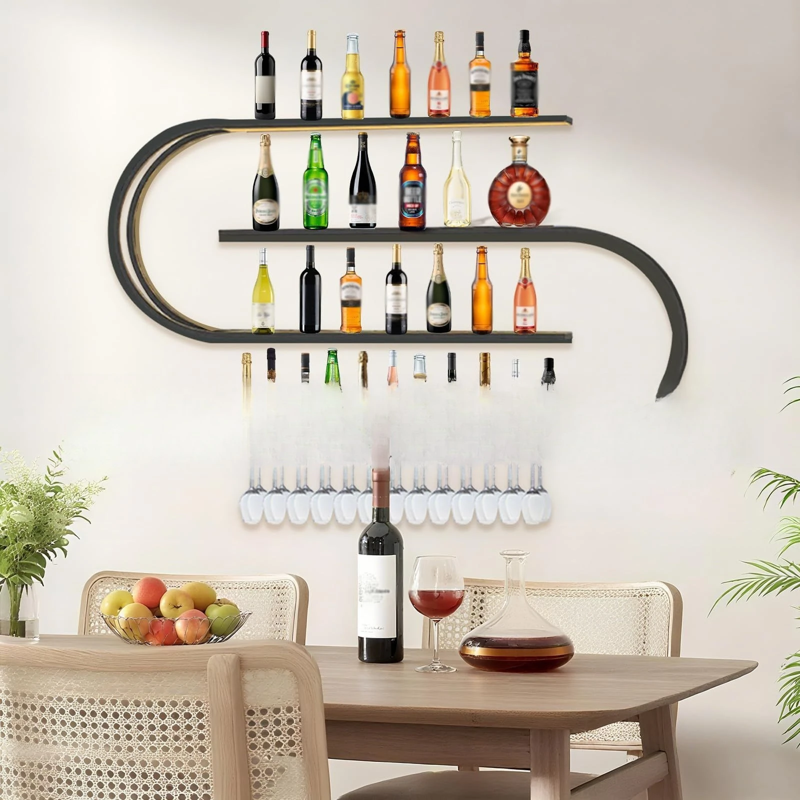 Disassembly and assembly bar counter wall hanging wine rack wrought iron art wine cabinet wall wine rack industrial style bar