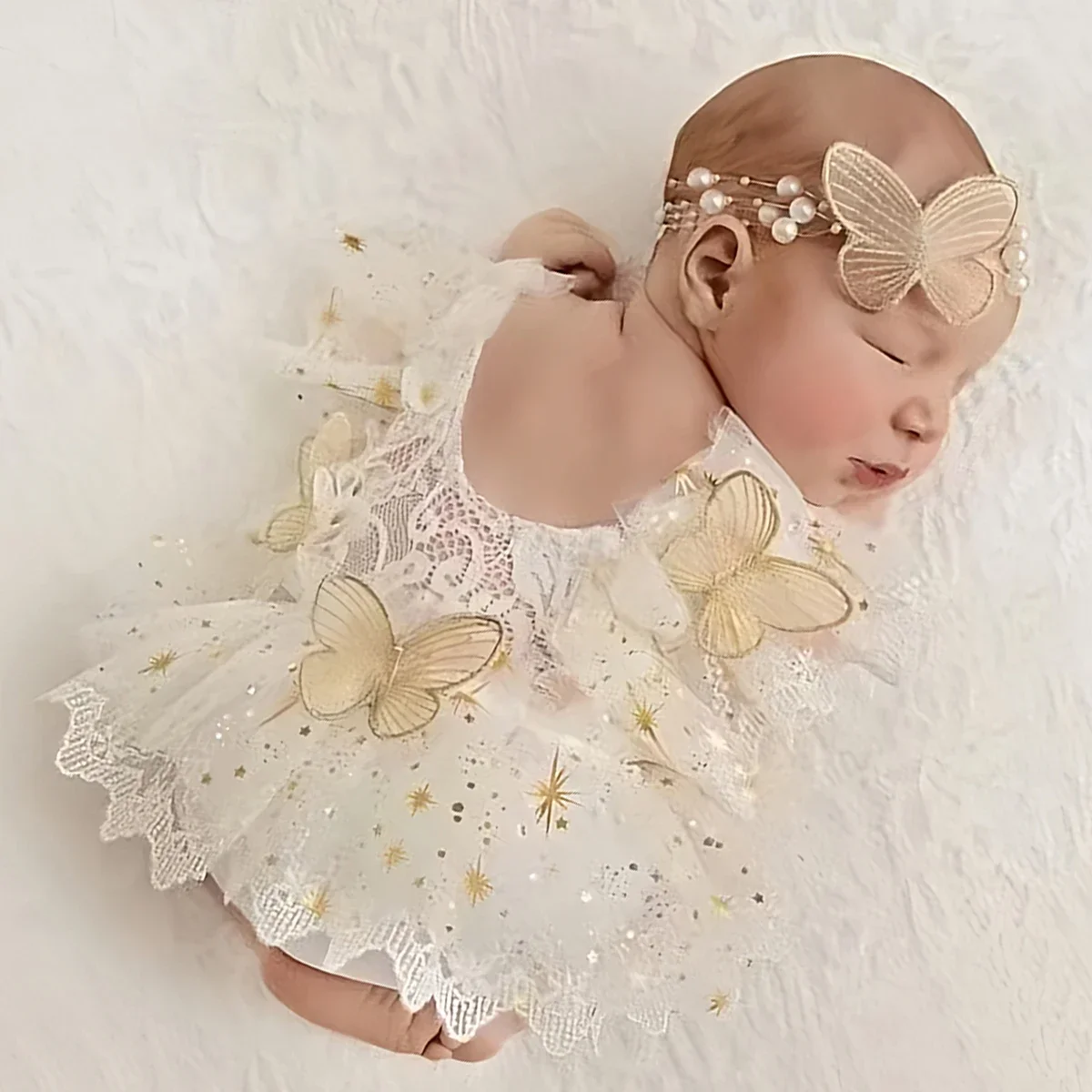 طفلة الزي الوليد التصوير الأميرة توتو فراشة الدانتيل رومبير مع عقال الرضع صور الدعائم #3
