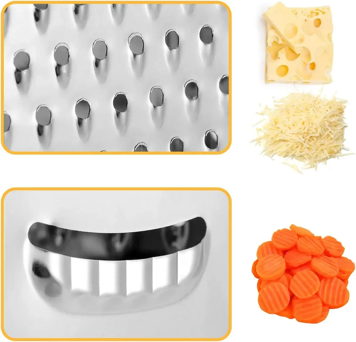 Stainless Steel 6 Sided Blades Box Grater Container Multipurpose Vegetables Cutter Manual Cheese Graters Kitchen Accessories