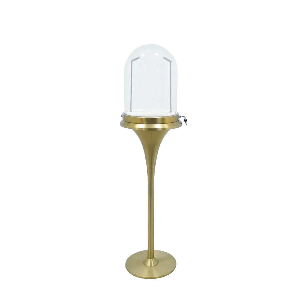 High LED Light Arc Glass Spotlight Sheet Metal Fabrication Jewelry Showcase Elegant Jewelry Display Cabinet