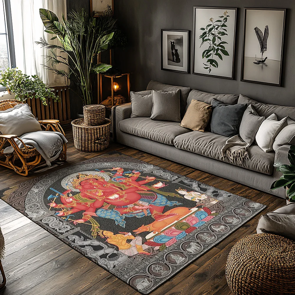 Hindu God Ganesha Doormat Home Decor Indian Elephant Head Statue Yoga Room Floor Mat Spiritual Meditation Gift Wall Art Tapestry