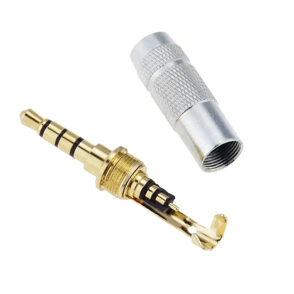 Earphone Jack 4 Pole Headphones Audio Jack DIY Metal 3.5mm Stereo Plug Replacement Earphone Plug