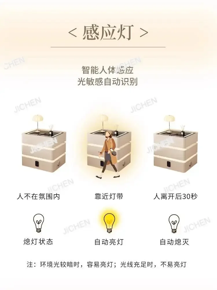 Прикроватные тумбочки HV, многофункциональный 3-ящик, умный комод, беспроводная зарядка через USB, светодиодный прикроватный шкаф с подсветкой