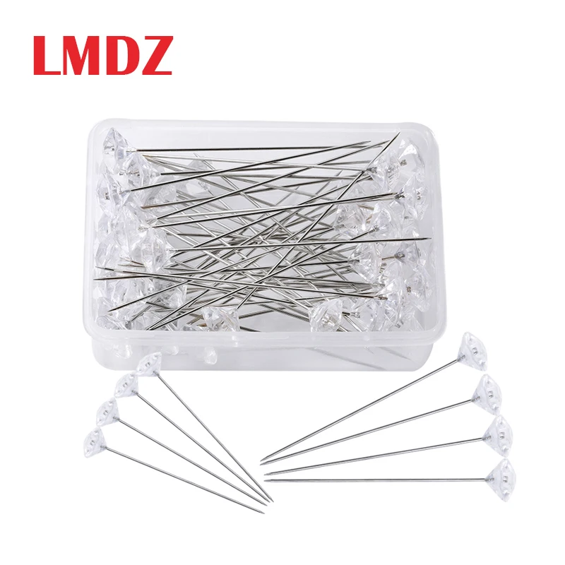 LMDZ 4 גודל 100/40/20 יחידות סיכות יהלומים מבריקות ראש קריסטל סוף חתונה קורסאז' בוטונייר סיכות זר פרחים עם קופסת פלסטיק