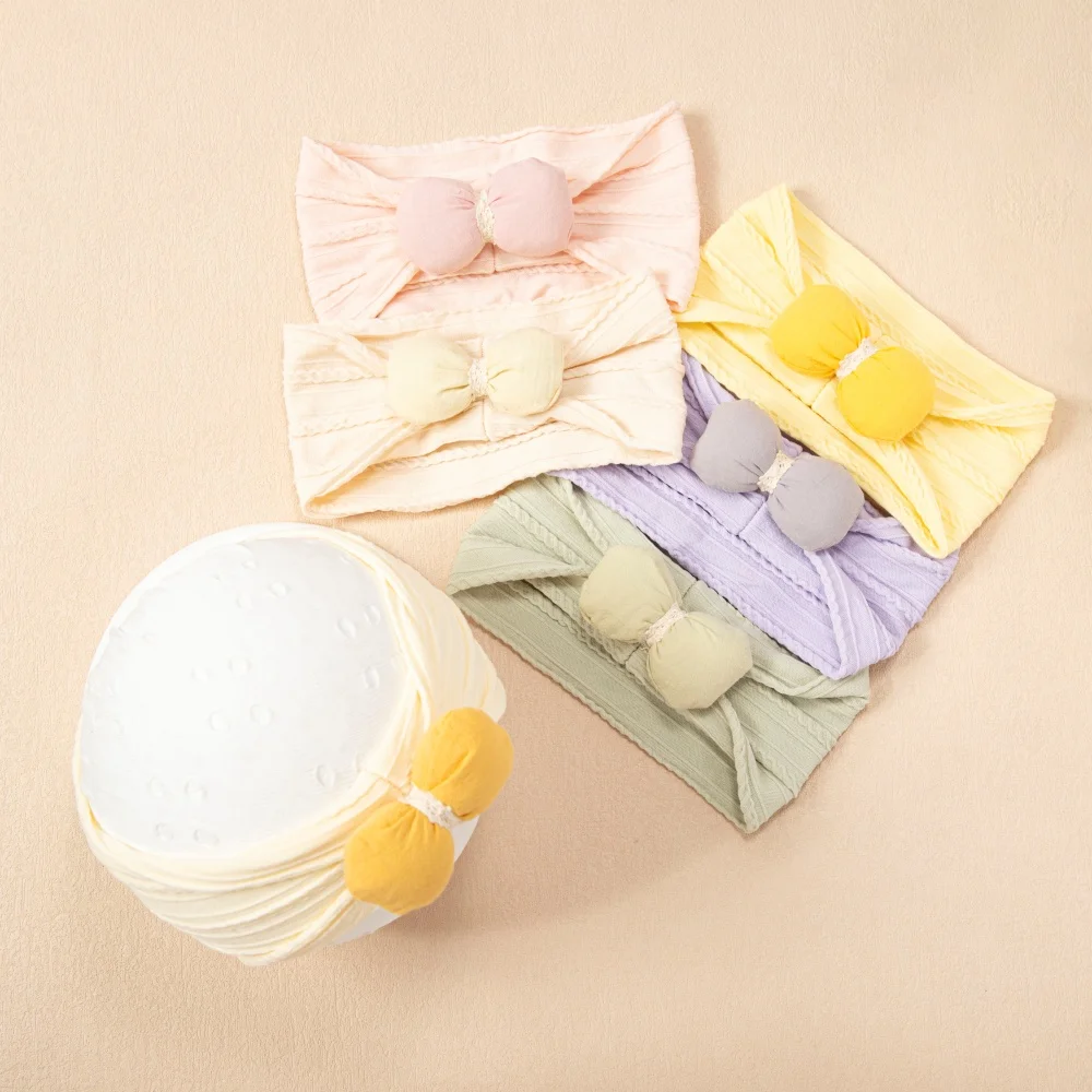 

Baby Bows Headband Cable Knit Nylon Turban for Girl Hairbands Newborn Headbands Children Hair Accessories Toddler Headwrap Kid