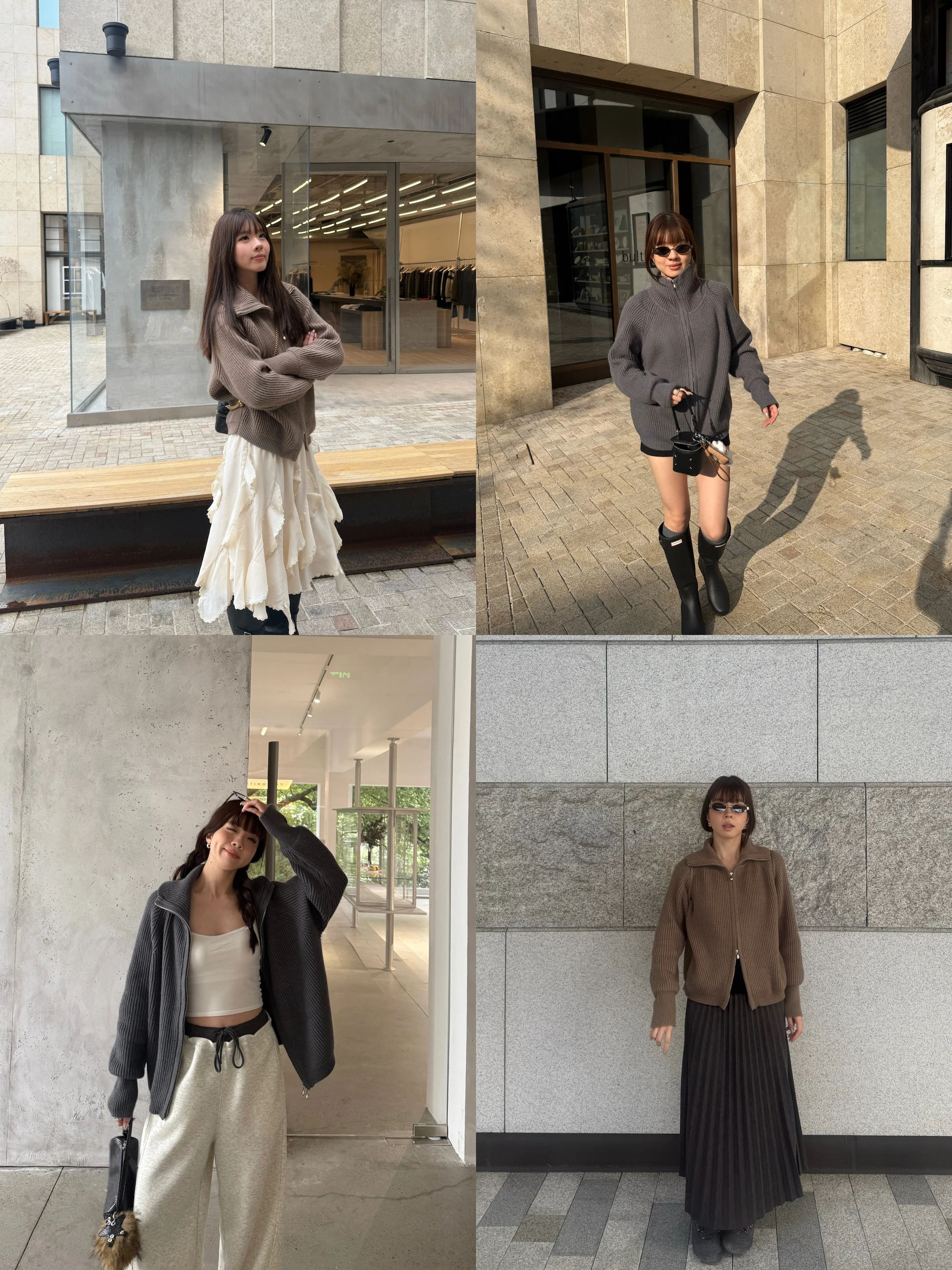 

Casual Loose Fit Sweater Double Zipper Stand Collar Flaccid Sle Women's Knitwear Comfortable Daily Wear Two Colors Available