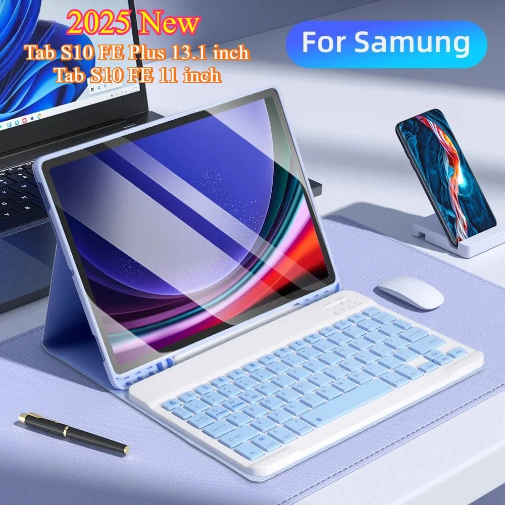 

2025 New S10 Series Keyboard Case for Samsung Galaxy Tab S10 FE Plus + 13.1 for S10 Ultra Funda Keyboard Shockproof Tablet Cover