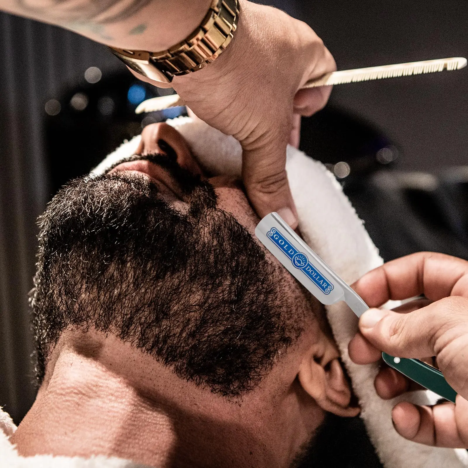 

4 TYPE Barber Razor Blade Rest Stainless Steel Straight Razor Salon Classic Wooden Handle Facial Beard Shaving Knife Tool